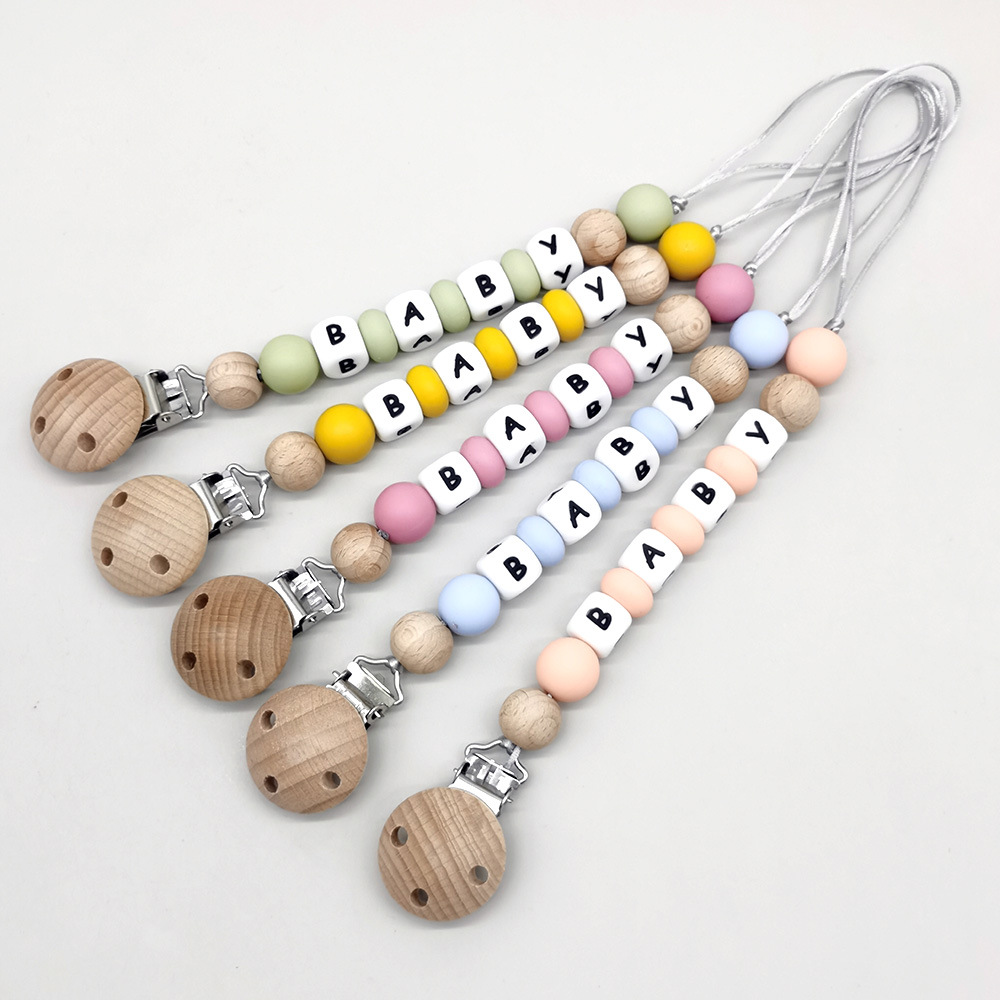 Baby Products Gift - Özel İsimli Emzik Zinciri Silikon Boncuklu