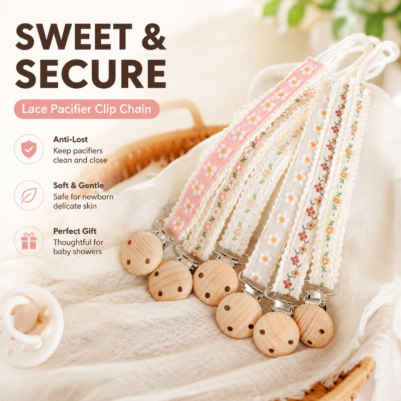 Baby Products Gift - Yenidoğanlar İçin Dantel Emzik Zinciri, Kaybolmaya